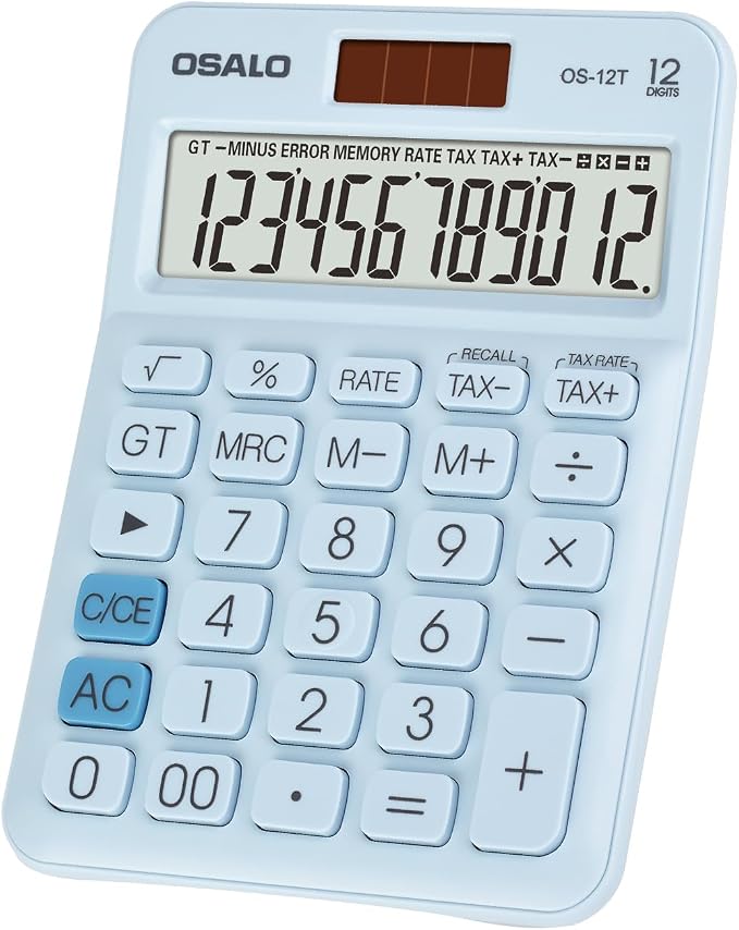 Pocket Small Size Desk Calculator, 12 Digit Large LCD Display, Basic Tax by Pendancy