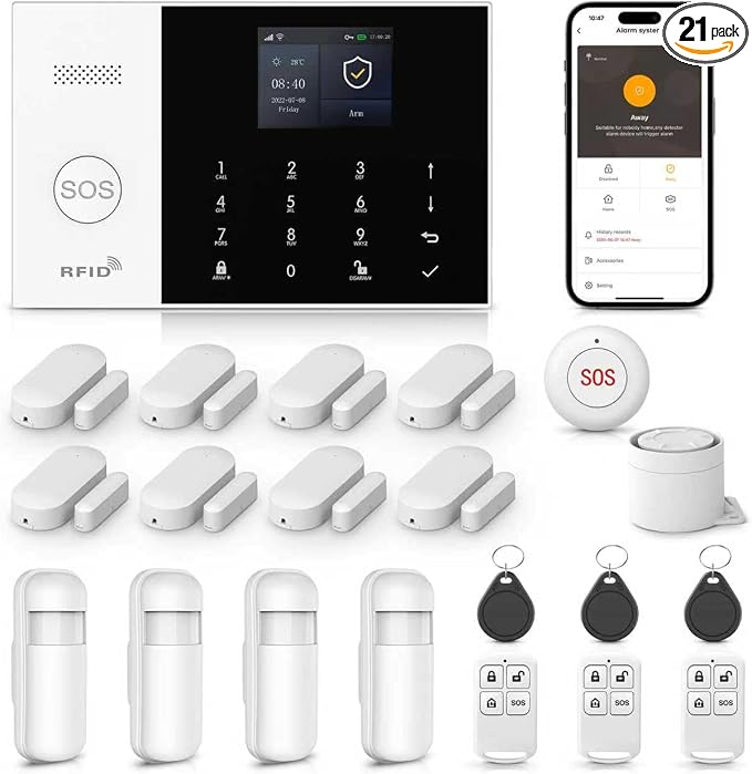 LWOHSI Wireless Alarm System, DIY 4G/WiFi Home Security Systems, Phone APP Alert by LWOHSI