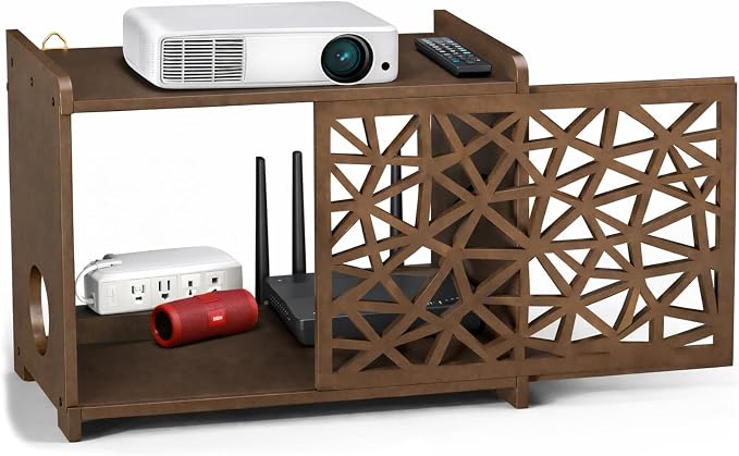 Upgrade Pine Wooden Router Box Hider, Large Capacity Projector Shelf Wall by Unknown