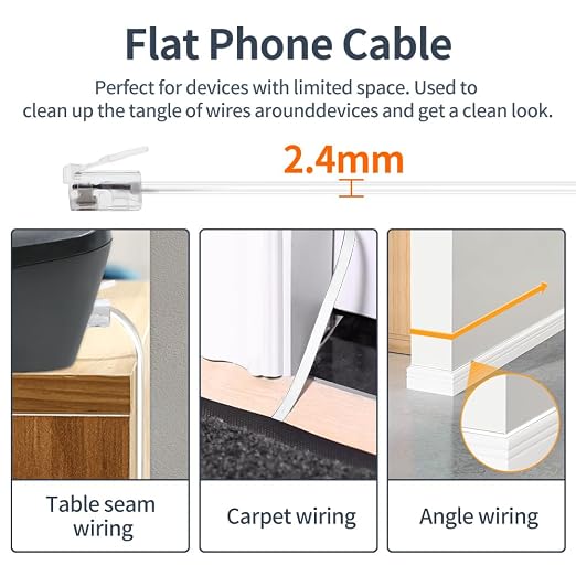 Phone Cable 1 Foot Short Telephone Line Cord - Image 6