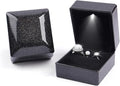 Ring Box Square Shaped LED Light Engagement Ring Boxes Jewelry Gift Box by JYCMMFCPursueRomanceLife