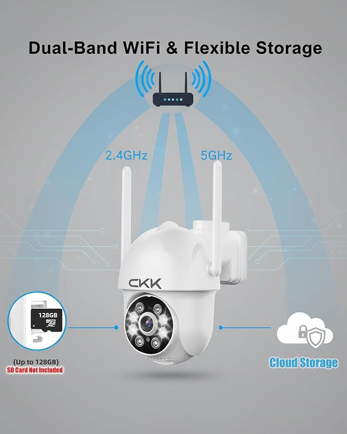 CKK 2K Security Cameras Outdoor, 2.4G/5G Security Cameras WiFi Outdoor - Image 5