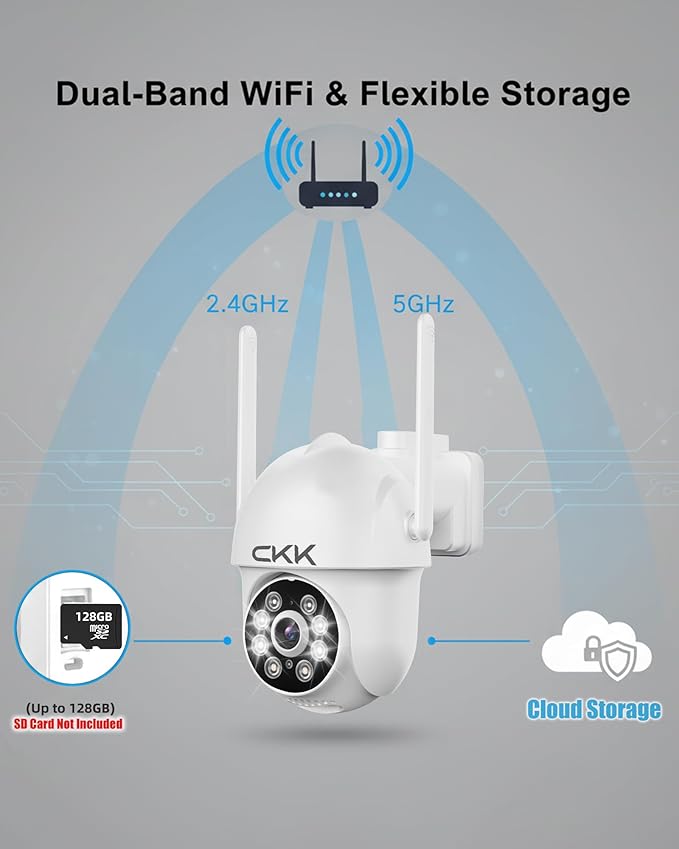 CKK 2K Security Cameras Outdoor 2Pack, 2.4G/5G Wireless Home Security Cameras - Image 5