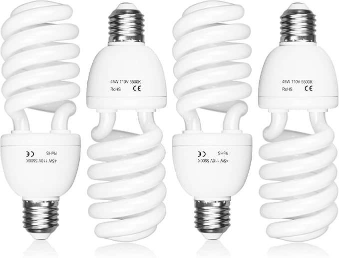 EMART Full Spectrum Light Bulb, 4 x 45W 5500K Spiral CFL Daylight by EMART