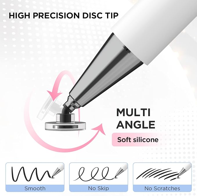 Stylus Pen for Touch Screens, Disc Tip & Magnet Cap Styli Pencil Compatible - Image 5