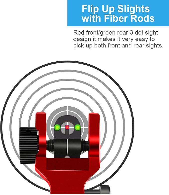 Fiber Optic Flip Up Iron Sights Picatinny Rail Mounted Front and Rear Backup - Image 3