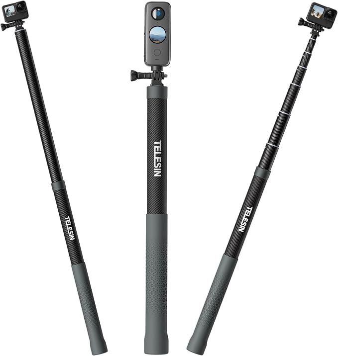 TELESIN G3 Selfie Stick Pole Long Invisible, Carbon Fiber Waterproof Underwater by telesin