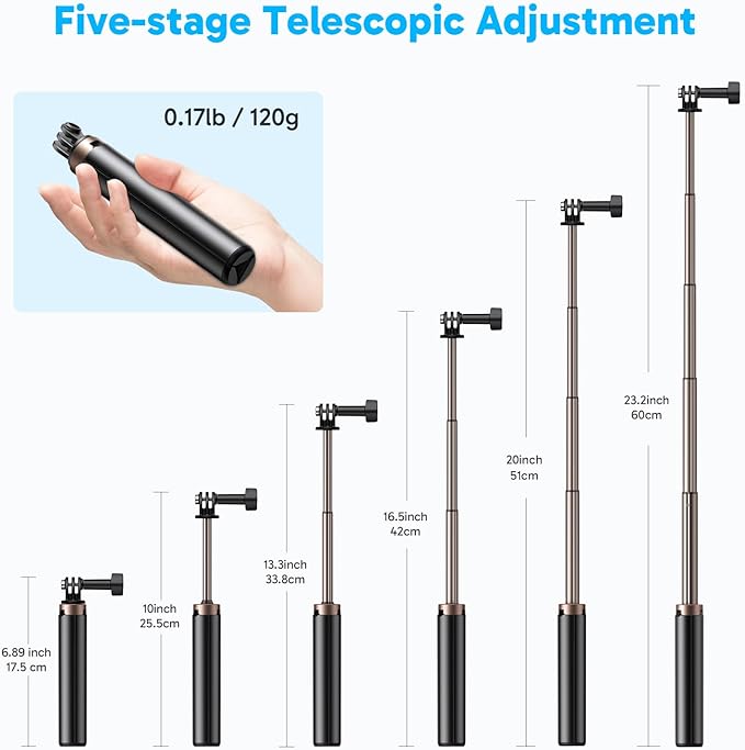 AKASO 60cm Selfie Stick Extendable Tripod Stand Compatible - Image 2