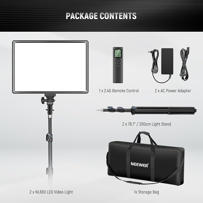 Neewer 18" Led Video Light Panel Key Lighting Kit - Image 8