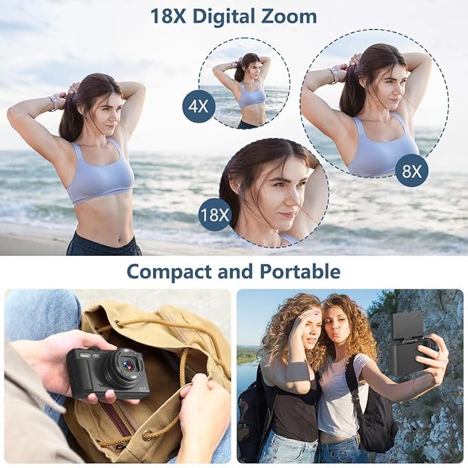 Digital Camera for Photography, 4K Vlogging Camera for YouTube 3" 180° Flip - Image 6