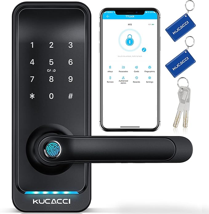 Smart Door Lock with Handle: Kucacci Keyless Entry Digital Door Lock by KeylessLockforSmartHome