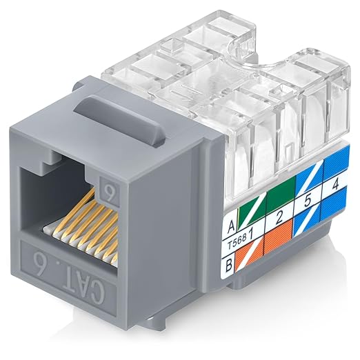Everest 90° Angled RJ45 Cat6 Keystone Jacks 20-Pack in Gray by EverestMediaSolutions