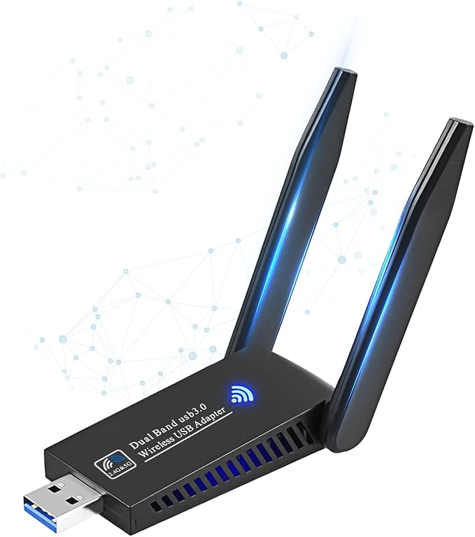 1300Mbps Wireless WiFi Adapter, USB3.0 WiFi Dongle 2.4G/5G 802.11AC Network by Wodgreat