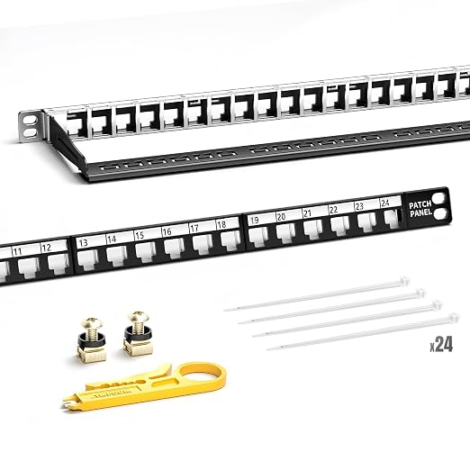 AMPCOM 24 Port Blank Keystone Patch Panel by AMPCOM