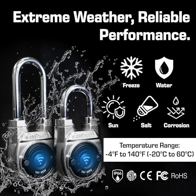 5th GEN Outdoor Smart Padlock – Keyless Bluetooth & NFC Lock, Heavy-Duty - Image 5