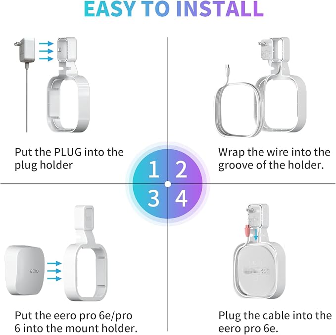 Wall Mount Holder for eero Pro 6e/Pro 6 Mesh Wi-Fi System, Outlet Wall Mount - Image 3