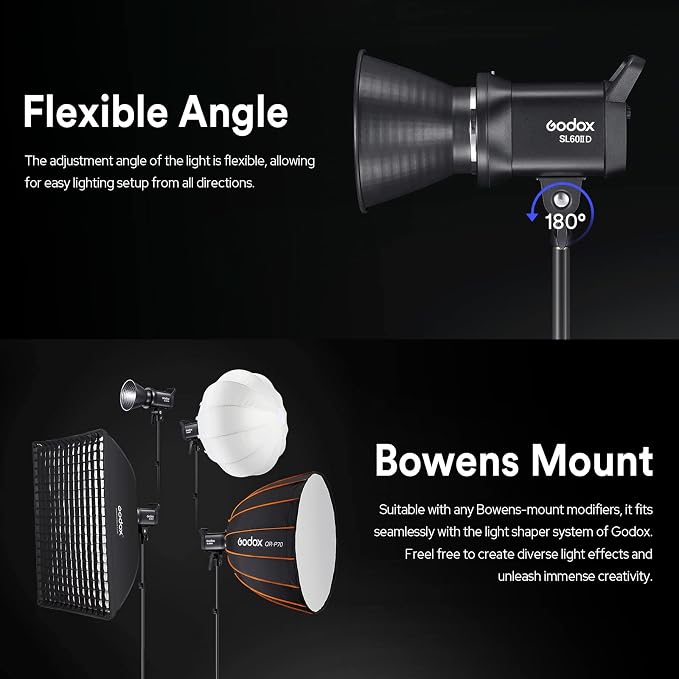 Godox SL60 SL60IID 70W LED Video Light, Cob Video Light Bowens Mount LED Studio - Image 9