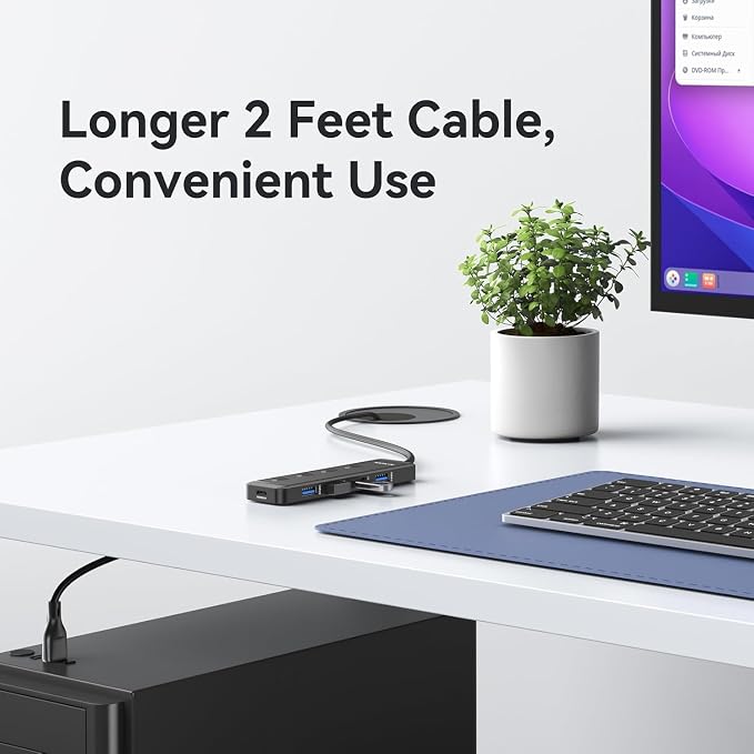 MOKiN USB 3.0 Hub, 5-Port Ultra Slim Data USB Extender - Image 5