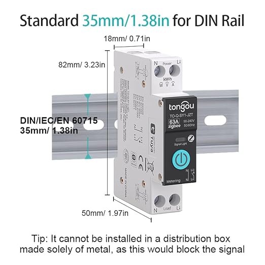 TONGOU ZigBee DIY Smart Switch 63A| DIN Rail Switch| 1P+N 90-240VAC| Real-time - Image 2