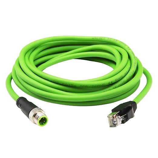M12 to RJ45 Industrial Ethernet Cable，Automation Systems Interconnect M12 4 Pin by Lonlonty