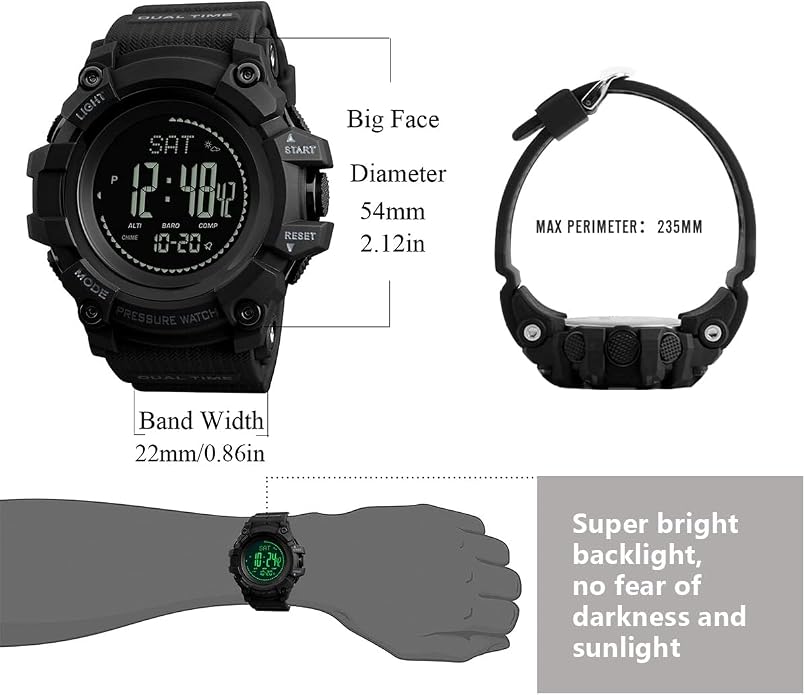 Watch Compass, Altimeter Barometer Thermometer Temperature, Military Army - Image 6