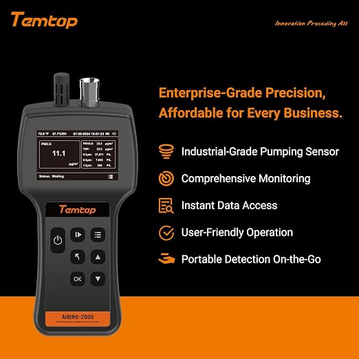 Temtop Handheld Particle Counter 0.3µm, 1.0µm Particulate Monitor PM2.5 - Image 2