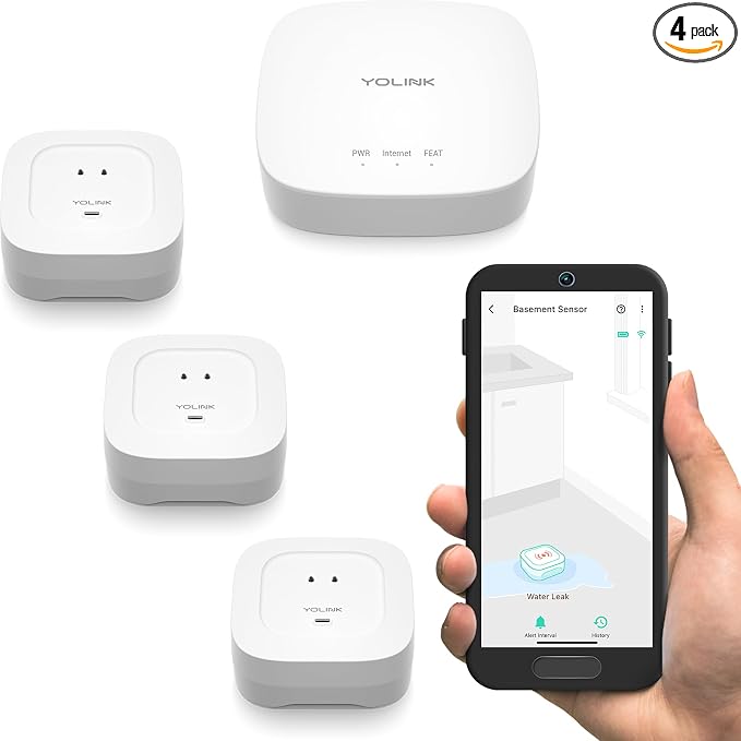 YoLink Smart Home Starter Kit: Hub & Water Leak Sensor 4 by YoLink