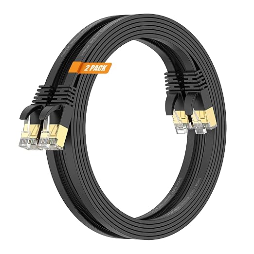 Cat7 Ethernet Cable 30FT-Flat-Black-10Gbps Ultra Slim High Speed Double Shielded - Image 9