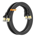 Cat7 20FT-2Pack Ethernet Cable Flat-Black-10Gbps Internet Network Cord by SURPLAY-WinningHighSpeed
