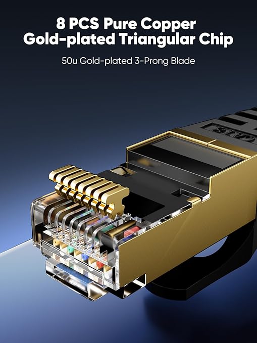 Cat 8 Ethernet Cable 35 FT Flat, High Speed 40Gbps 2000Mhz Braided Internet - Image 4