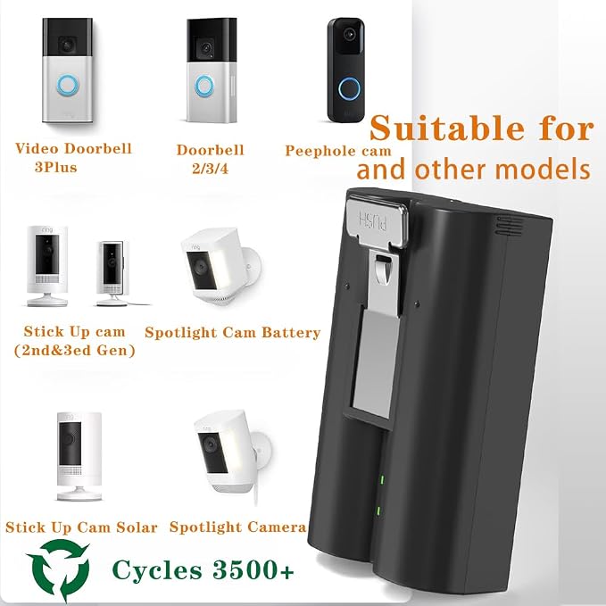 Charging Station for Ring Battery, 3 Pack 3.65V 6040mAh, 3-Slot LED Display - Image 2