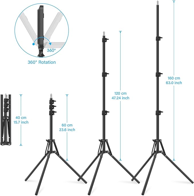 2 Pack LED Video Light with 63'' Tripod Stand, Obeamiu 2500-8500K Dimmable - Image 5