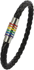Nanafast Titanium Stainless Steel Rainbow LGBT Pride Bracelet Handmade Braided by Nanafast