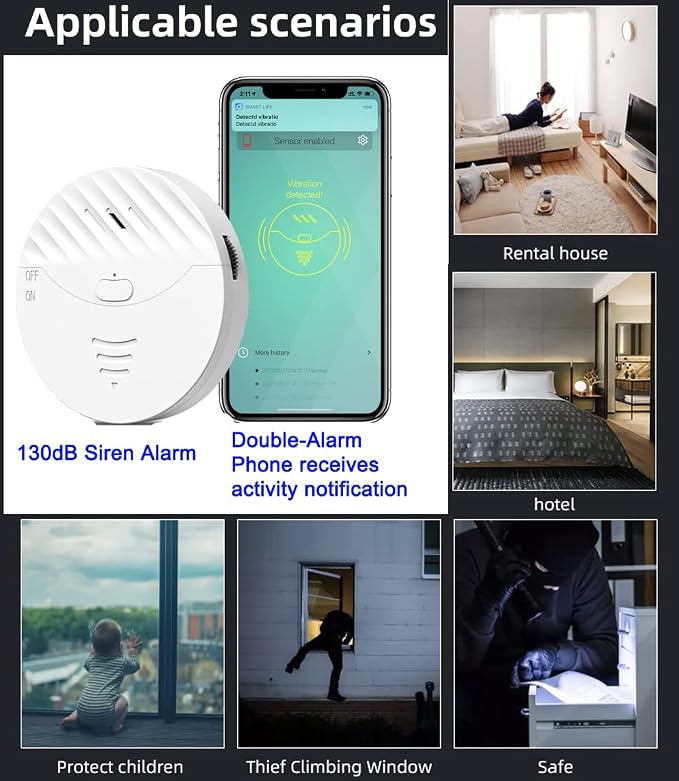 WiFi Window Alarm System, 4 Pack Glass Break Detection - Image 4