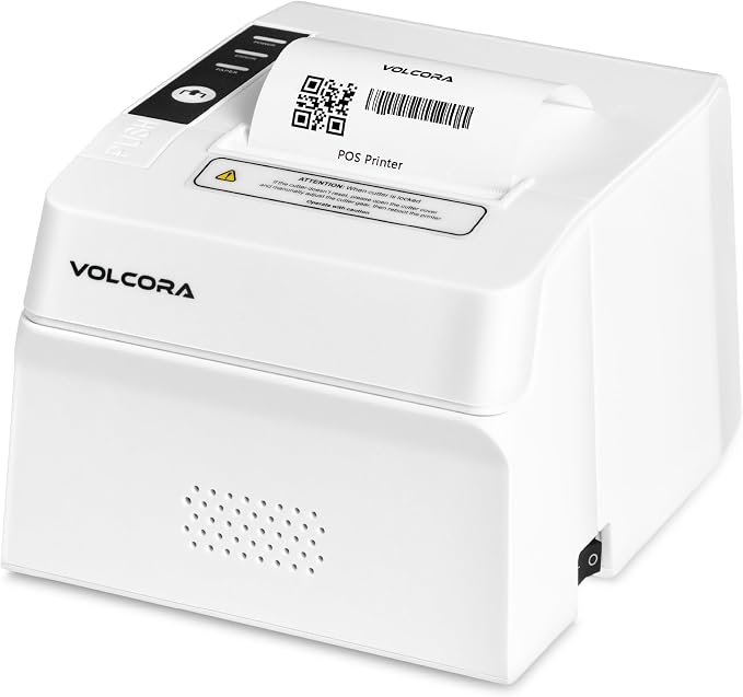 Volcora Thermal Receipt Printer, 80mm POS Printer w/Auto Cutter, USB/Bluetooth by Volcora