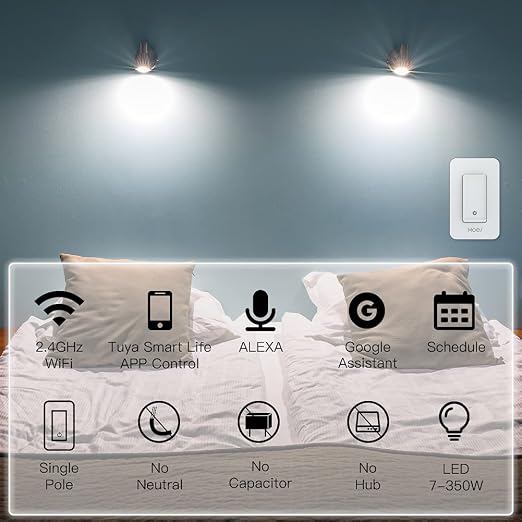 MOES WiFi Smart Light Switch No Neutral Wire, No Capacitor, No hub Required - Image 6