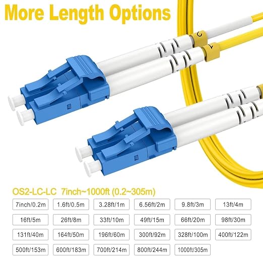 OS2 Patch Cable 300ft LC to LC Single Mode Fiber Patch Cables, Options - Image 3