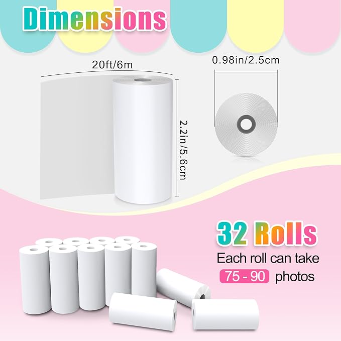 32 Rolls Instant Print Camera for Kids Refill Print Paper - Image 2