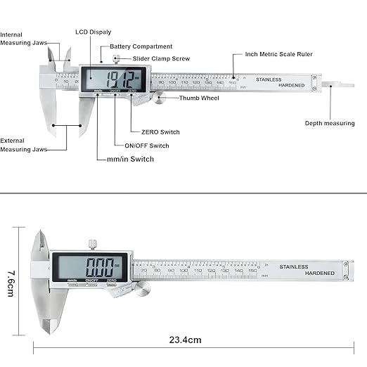 Digital Caliper Measuring Tool, IP54 Waterproof Stainless Steel Vernier Caliper - Image 4