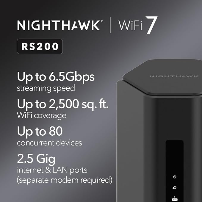 NETGEAR Nighthawk Dual-Band WiFi 7 Router Router Only– BE6500 Wireless Speed - Image 2