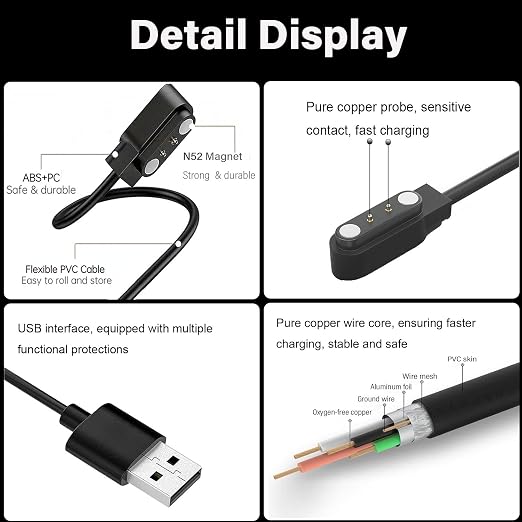 Smart Watch Charger, Da Fit, Gloryfit Magnetic Charging Cable, - Image 5