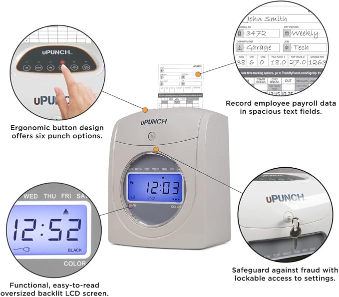 uPunch HN4500 Advanced Calculating Time Clock Bundle - Image 3