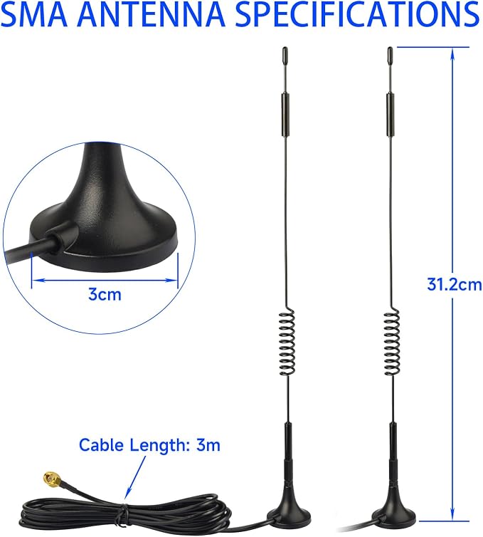 Superbat 4G LTE Antenna 7dBi Magnetic SMA Male Cellular Antenna 2-Pack - Image 3