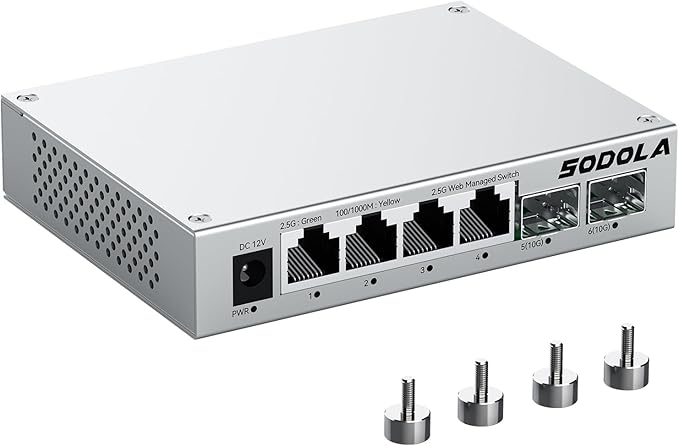 SODOLA 6 Port 2.5Gb Easy Web Managed Switch, 4 x 2.5G Base-T Ports, 2 x 10G SFP+ by SODOLAPoENETWORKS