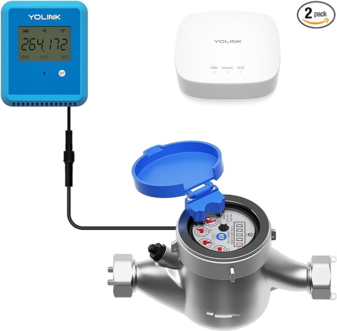YoLink FlowSmart NSF Water Meter, Smart Water Usage Monitor and Water Leak by YoLink