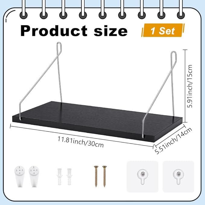 Projector Shelf for Wall 12 x 6 Inch Modem Router Wall Mount Storage Rack - Image 3
