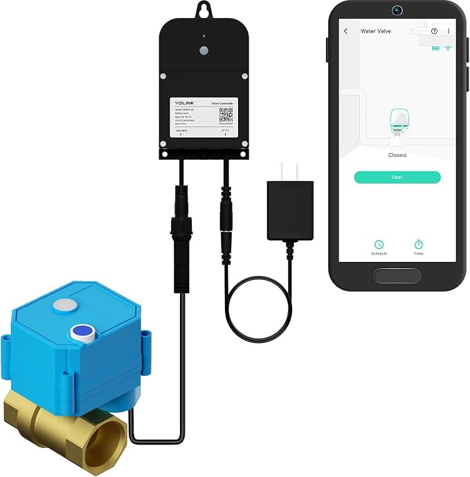 YoLink Wireless Smart Valve Control Kit, 3/4" Brass Motorized Valve, Wireless by YoLink