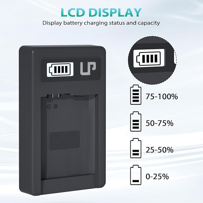 NP-FW50 Battery Charger, LP LCD Display USB Charge Port Station, Compatible - Image 4