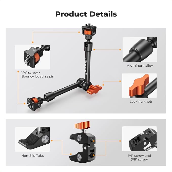 K&F CONCEPT 11" Magic Arm Clamp - Image 2
