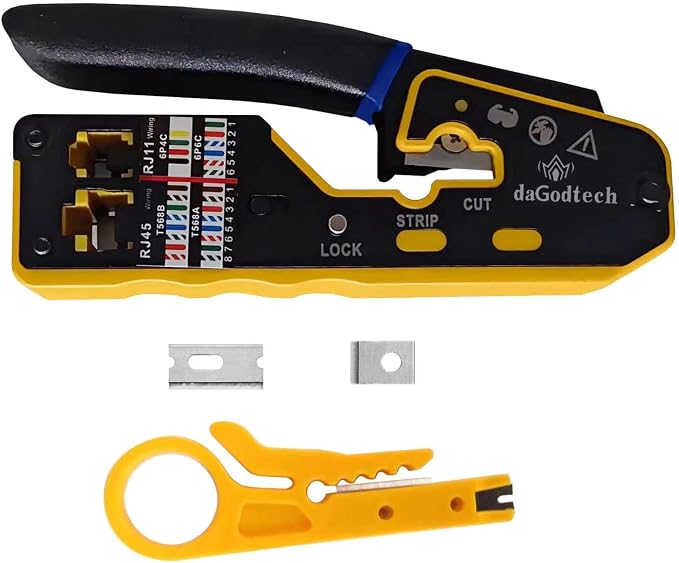 RJ45 Ethernet Network Tool Kit, Pass Through Cat6 Crimping Tool by DaGodtech